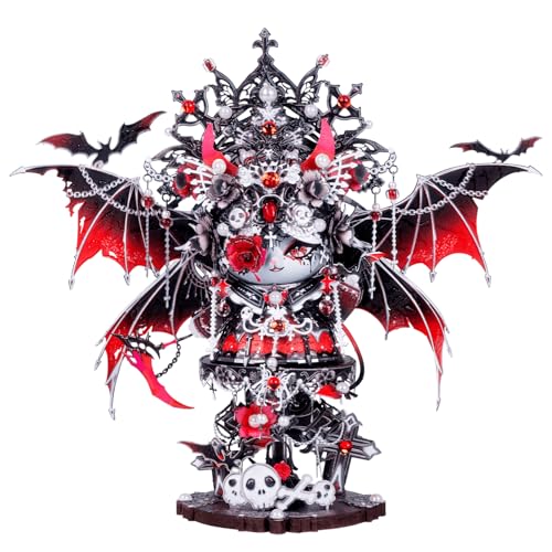 MU 3D Metal Puzzles for Adults Magnetic Interchangeable Cat Head Puzzle Vampire Dark Queen Kitty with 2 Base, Spooky Puzzle Metal Models Kits Building, DIY Sets Cat Lover Owner Gifts Collectibles