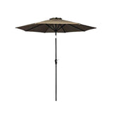 Four Seasons Courtyard 9 Foot Patio Market Umbrella Round Polyester Fabric Outdoor Backyard Shaded Canopy with Crank Lift and Auto Tilt, Taupe Four Seasons Courtyard