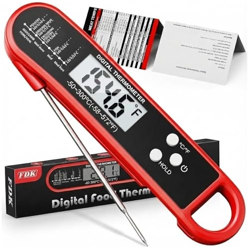 Digital Meat Thermometer for Cooking and Grilling - Instant Read Food Thermometer with IP67 Waterproof, Strong Magnet and Calibration-Professional Kitchen BBQ Probe for Turkey, Steak, Gift for Men/Dad