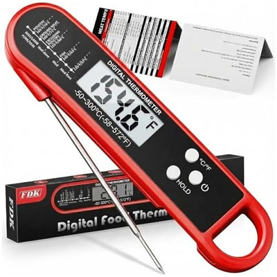 Digital Meat Thermometer for Cooking and Grilling - Instant Read Food Thermometer with IP67 Waterproof, Strong Magnet and Calibration-Professional Kitchen BBQ Probe for Turkey, Steak, Gift for Men/Dad