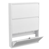 LUCYPAL Shoe Storage Cabinet with 3 Flip Drawers,Metal Wall Shoe Cabinet Storage for Entryway,Hidden Shoe Rack,Narrow Slim Shoe Organizer for Hallway, Bedroom, Apartment,White 43" H*31.5" W*6" D LUCYPAL