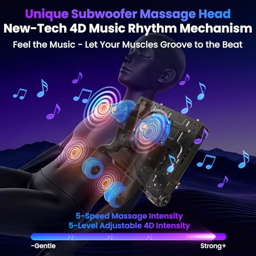 KTENTITO 4D Music Rhythm Massage Chair Full Body, 2026 Unique Sonic Resonance Zero Gravity SL-Track Shiatsu Recliner with Knee Heating Blanket AI Voice Bluetooth Foot Roller Body Scan Airbags G9 Black KTENTITO