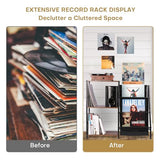 HYCFYJR Record Player Stand, 3-Tier Vinyl Record Storage, Turntable Stand with Now Playing Holder, Vinyl Display for Living Room, Rustic Brown HYCFYJR