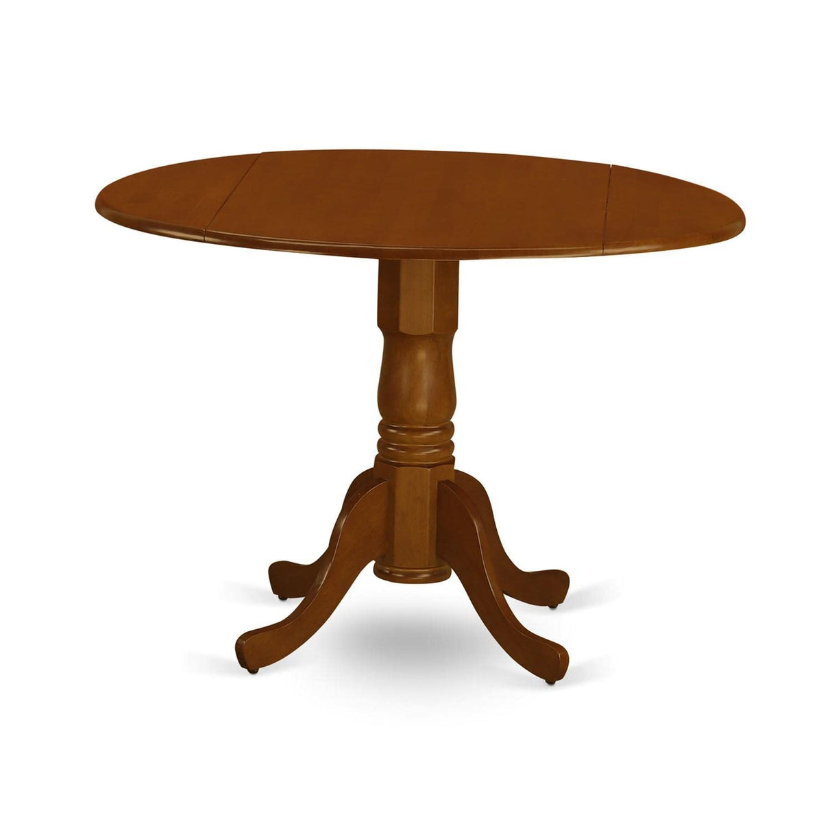 East West Furniture Dublin 5 Piece Set Includes a Round Dining Room Table with Dropleaf and 4 Wood Seat Chairs, 42x42 Inch, Saddle Brown East West Furniture
