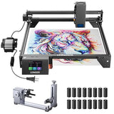Longer RAY5 20W Laser Engraver with Air Assist Kit,4-in-1 Rotary Roller, and 16 Pcs Raiser, High Precision Laser Cutter and Engraver for Wood, Metal, Acrylic, Cylindrical Objects, Tumblers Longer