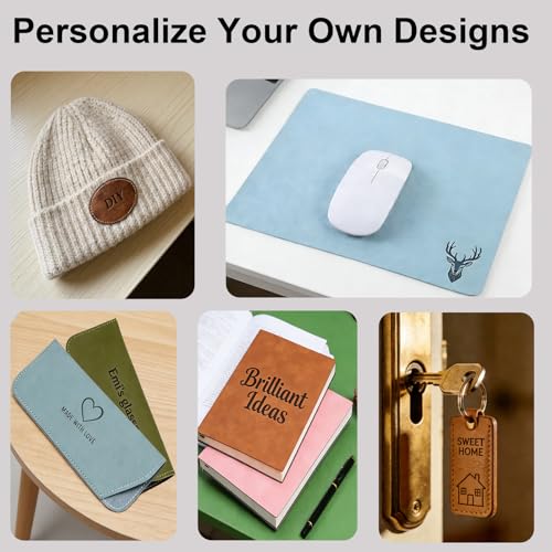 216Pcs Laser Engraving Material Kit, 27 Kinds Blanks for DIY Crafts Includes Wood, Acrylic, Metal, Fabric, Rock, PU Leather,Diatom Mud Blanks Material Fecuheko