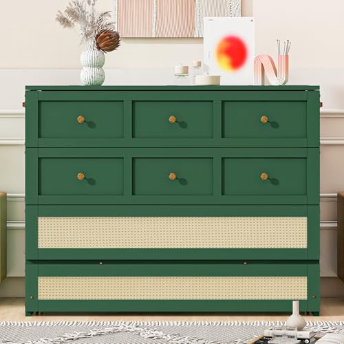 Harper & Bright Designs Full Murphy Bed Cabinet with Big Drawer, Solid Pine Chest Cube Cabinet Bed Flodable Platform Bed with Slats for Guest Bedroom, Office or Small Room Harper & Bright Designs