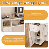 Montary Multifunctional Folding Dining Table with Wall-Mounted Sideboard & Storage for Small Apartments, Movable Kitchen End Table Extendable Dining Table Set for 2-6 People, White Montary