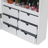 Full Length Mirror Jewelry Cabinet - 4-Layer Shelf Wall Mounted Jewelry Organizer with 8 LED Lights - Jewelry Armoire with Mirror And 6 Drawers - Wall and Door Hanging Jewelry Organizer - White WEI WEI GLOBAL