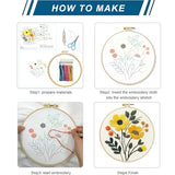 Zhenqing 3-Pack Floral Embroidery Kit for Beginners with Printed Patterns - Complete Embroidery Set with Hoop, Threads, Cotton Fabric & Tools for Home Decor (C0153)