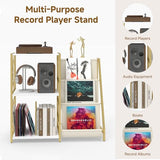 INHABIT UNION Record Player Stand, Turntable Stand with 3-Tier Vinyl Storage, Vinyl Record Stand Storage up to 200+ Albums,Vinyl Display Holder Shelf for Living Room,Bedroom(Glod White) INHABIT UNION