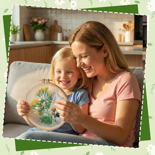 Ovveroche 3 Sets Embroidery Kit for Beginners, Flower Cross Stitch Kits for Adults, Starter, Hand Craft Lover Practice with Floral Stamped Pattern Yellow