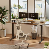 YESHOMY Height Adjustable Electric Standing Desk, 55 inch Computer Table, Home Office Workstation, Black Leg/Rustic Brown Top YESHOMY