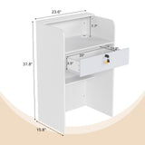OmySalon Reception Desk with Counter, Small Front Desk w/Lockable Drawer, Wooden Modern Reception Table for Salon Lobby Office Home (White, 24) OmySalon