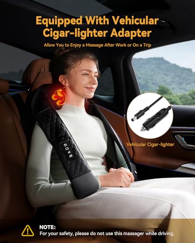 Shiatsu Neck and Back Massager with Heat, Neck and Shoulder Massager, 4D Deep Tissue Kneading Massage for Leg, Full Body Muscle Pain Relief, Ergonomic Design, Ideal Gifts for Women Men, Not Cordless KNQZE