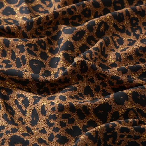 LifeTB Leopard Cheetah Printed King Sheets Set, Cooling Soft Microfiber Brown Leopard Bedding Sheets with 16" Deep Pocket, 4 Piece Vintage Animal Cheetah Pattern King Size Bed Sheets & Pillowcases LifeTB