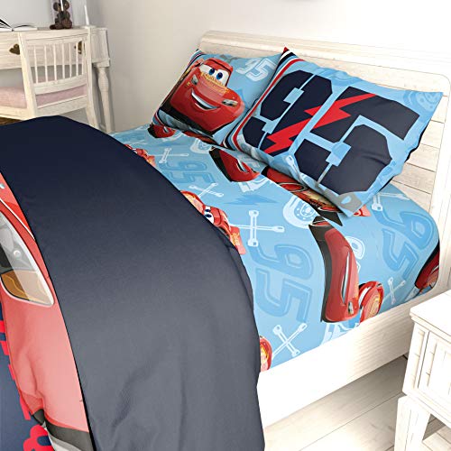 Disney/Pixar Cars 95 Full Size 4 Piece Sheet Set with Lightning McQueen (Offical Disney/Pixar Product) Jay Franco