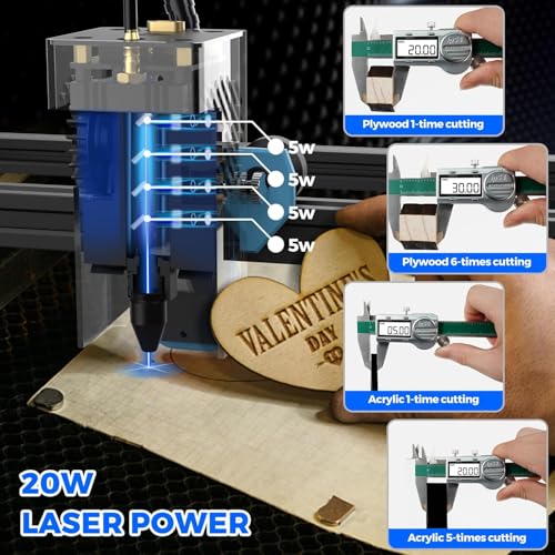 Twotrees TTS-20 Pro Laser Engraver, 20000mW Laser Engraver Machine and Cutter, Ideal for DIY Laser Engraving Projects. Processes Wood, Metal, Acrylic, and Glass 27.4-inch × 23.4-inch Laser Cutter Twotrees