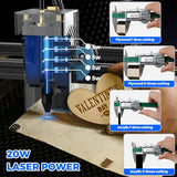 Twotrees TTS-20 Pro Laser Engraver, 20000mW Laser Engraver Machine and Cutter, Ideal for DIY Laser Engraving Projects. Processes Wood, Metal, Acrylic, and Glass 27.4-inch × 23.4-inch Laser Cutter Twotrees