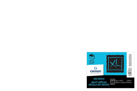 Canson - 100516254 XL Mixed Media Paper, 98 lb, 12 x 18 Inches, 100 Sheets, White - 1435468 Canson