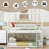 ZJIAH Twin Over Twin Solid Wood House Bunk Bed with Ladder and Safety Guardrails - Fun and Stylish Sleep Solution for Teens ZJIAH