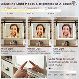 T4TREAM Farmhouse Makeup Vanity Desk with Sliding Mirror and Lights, 42'' Glass Tabletop Vanity Table with 2 Drawers & Shelves, Rustic Big Vanity Set T4TREAM