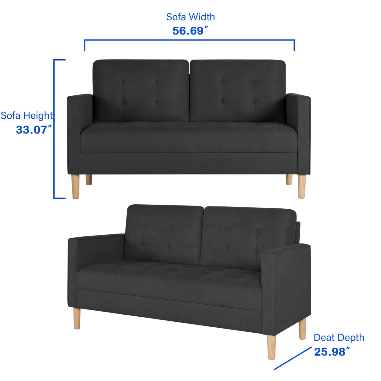 AODAILIHB 57"/30" Modern Soft Loveseat and Chair Set Tufted Cushion Loveseat Sectional Sofa Set Small Space Configurable Couch Set of 2 Sectional Couches for Livingroom,Office AODAILIHB