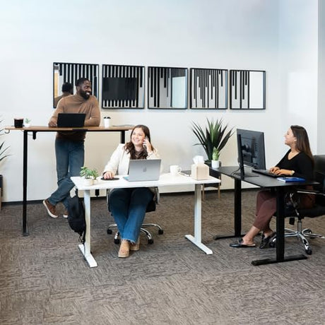 Veken 63 Inch Electric Standing Desk, Height Adjustable Sit Stand Up, Wood Desktop, Work Home Office Computer PC Table, Tall Standup Workstation, Gaming Writing Study Bedroom Rising Desks, Brown Veken