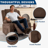 Rocking Recliner Chair for Adults Wide 360° Swivel Rocker Recliner with Cup Holder Nursery Glider with Upholstered Deep Seat Linen Lazy boy Chair for Living Room Browm