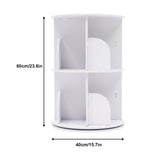 KONGKUNI 2-Tier Rotating Bookshelf Tower - Modern White 360-Degree Spinning Bookcase for Small Spaces KONGKUNI