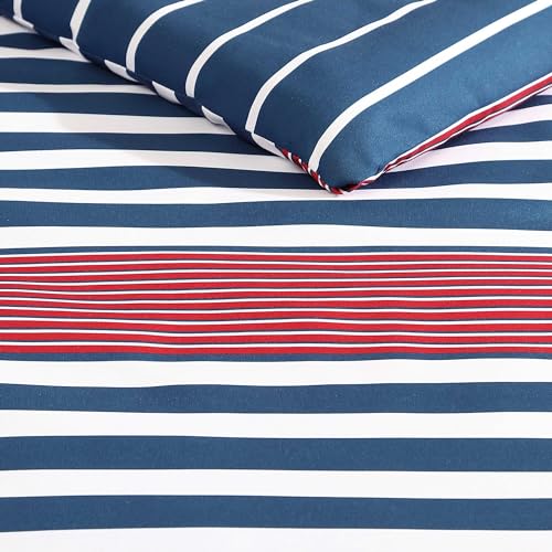 Nautica - Twin/Twin XL Comforter Set, Super Soft Woven Bedding with a Medium-Weight Feel for Year Round Use, 2 Piece Bed Set with Matching Pillowcase (Kennedy Stripe Navy) Nautica