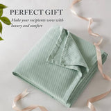 Madison Park Liquid Cotton Luxury Blanket Premium Soft Cozy 100% Ring Spun Cotton For Bed , Couch or Sofa, King, Sea Foam Madison Park