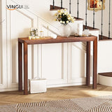 VINGLI 46" Console Table for entryway, Solid Wood Entryway Table, Narrow Sofa Table Behind Couch, for Living Room, Hallway, Bedroom, Entrance, Walnut VINGLI