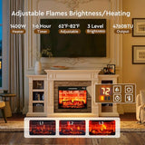LGHM 72" Electric Fireplace with Mantel, Fireplace TV Stand for TVs Up to 80 Inch, Modern Entertainment Center with Storage, Realistic Stacked Stone Surround with Remote Control for Living Room LGHM