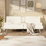 Homall Futon Sofa Bed, Futon Couch with Removable Armrests, Adjustable Recliner Sleeper Sofa Bed with Dual Cup Holders for Living Room, Apartment, Office (Corduroy, White) Homall