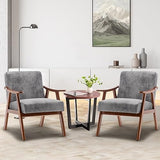 Furnimart Grey Accent Chair, Mid Century Modern Living Room Chair with Wood Frame, Comfy Armchair Wingback Chair for Office Study Vanity Bedroom Waiting Room Furnimart