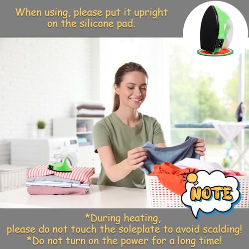 Honoson Mini Craft Iron, Small Portable Heat Press Heat Transfer Machine with Mesh Cloth Pressing Cloth Pad Silicone Pad, Charging Base Accessories for T Shirt Shoe DIY Bag(Green) Honoson