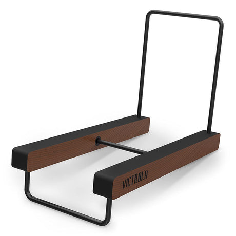 Victrola 'The Stand' - Table Top Vinyl Records and Album Holder & Organizer, Espresso Wood Finish with Smart Black Metal Accents, Elegant and Stylist Looks, Holds Over 25 Albums Victrola