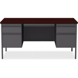 Lorell Double Pedestal Desk, 60 by 30 by 29-1/2-Inch, Mahogany Lorell