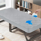 Cot Mattress Pad Waterproof Quilted, Fitted Cot Size Mattress Pads Protector Cover 30" X 75" for Narrow Twin Bunk Bed, Cot Mattress Topper for Camping Sleep, Grey (Cover Only) Magik & Kover