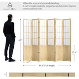 Room Divider, 66.9Inch Tall Japanese Shoji Style Folding Wood Screen with Double Hinges for Home Office Bedroom Hotel Decoration (6Panels, Natural) Svimi
