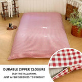 Red Gingham Japanese Floor Mattress Futon Cover Twin for 3-4" Thick Pad, Checked Plaid Japanese Tatami Mattress Cover,Grid Guest Sleeping Mat for Floor (Red Gingham, Twin) NSNLGSGC