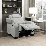 Lexicon Wall Hugger Manual Reclining Chair, Microfiber Manual Recliner with Cup Holders/Hidden Arm Storage/LED Base Lighting, Home Theater Seating for Living Room, Light Gray