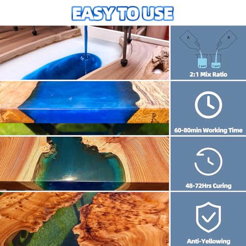 Shabebe Deep Pour Epoxy Resin 1.5 Gallon [2024 Upgrade], Up to 6" Pour Depths Epoxy Resin, Bubble Free & Super-Gloss Flow Casting Resin, UV Resistant Epoxy for Wood Table, River Table, Countertops Shabebe