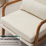 JOYBASE Lounge Accent Chair, Mid Century Modern Chair, High Back Chair, Wood Frame Armchair, Comfy Reading Chair for Living Room, Office, Bedroom (Off-White, Fabric), 34.6''D x 25.6''W x 36.6''H JOYBASE