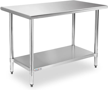 STABLEINK NSF Stainless Steel Table, 24 x 48 Inches Metal Prep & Work Table with Adjustable Undershelf, for Commercial Kitchen, Restaurant, Hotel and Garage，Stainless Steel prep Table Work Table STABLEINK
