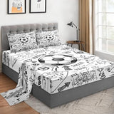 WeCozy Queen Size 4 Pcs Bed Fitted Sheet Set with 14" Deep Pocket, Game Soccer Painting Flat Sheet Set for Kids and Adults, Sport Ball Football Bedding with 2 Pillowcases for Bedroom Decor WeCozy