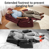 MCombo Power Lift Recliner Chair with Extended Footrest for Elderly People, Fabric 7283 (Burgundy, Large)