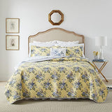 Laura Ashley - Twin Quilt Set, Reversible Cotton Bedding with Matching Sham, Lightweight Home Decor for All Seasons (Linley Yellow, Twin) Laura Ashley