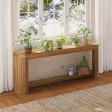 AMBERHAUS 70" Console Table for Entryway, Narrow Long Sofa Table Behind Couch, Wood Couch Table with Open Storage, Easy Assembly Entryway Table for Living Room, Hallway, Foyer, Couch, Light Brown AMBERHAUS